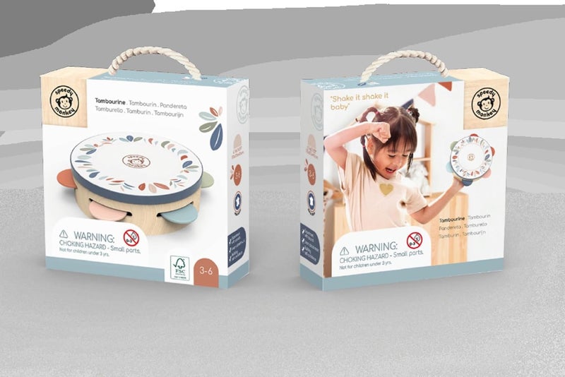 SPEEDY MONKEY Store 7 Inch Kids Wooden Tambourine with 6 Chrome Jingles | Safe & Fun Musical Instrument for Toddlers, Lightweight Percussion Instrument for Playtime & Early Music Learning - Image 2
